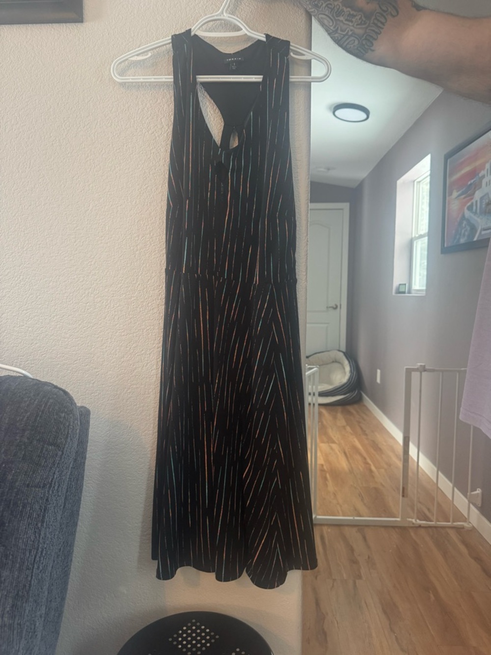 torrid Black Maxi Dress with Subtle Rainbow Pinstripes